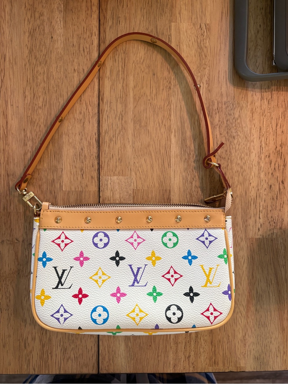 White Multicolor Pochette Shoulder Bag
